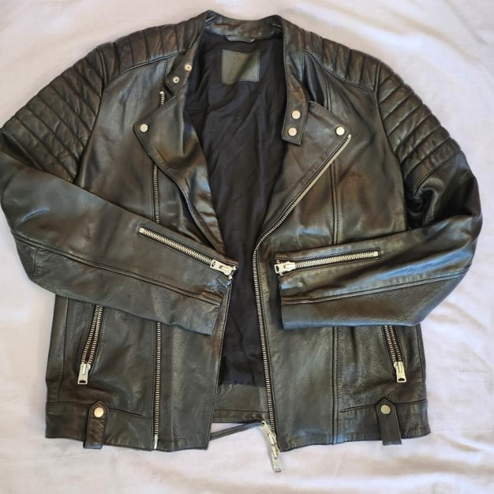 All Saints Biker Leather Jacket Sz Mens Medium